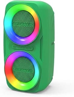 مكبر صوت بلوتوث لاسلكي محمول مع إضاءة RGB ملونة وصوت ستيريو قوي - مشغلات مزدوجة 3 بوصة وبطارية 1200mAh - يدعم USB/TF/FM - سبيكر للحفلات سهل الحمل بتصميم عصري - موديل GN-18 (اخضر)
