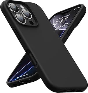 جراب سيليكون ببطانة مايكروفايبر لآيفون 16/16 Plus / 16 Pro / 16 Pro Max – ملمس ناعم، مقاوم للصدمات، نحيف ومتوافق مع الشحن اللاسلكي (أسود، آيفون 16)
