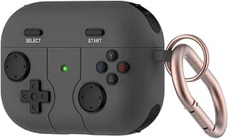 جراب ARHEHUANG لسماعات AirPods Pro الجيل الثاني 2022، تصميم يد تحكم ألعاب، سيليكون ناعم مضاد للصدمات والخدش مع ميدالية، ضوء LED أمامي مرئي (رمادي)