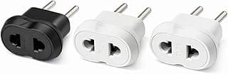 2 to Dual Power Plug Adapter – 3 Pieces – High Quality Materials – 250V – Colors: Black, White, Beige | Multi Use Home and Office Electrical Plug