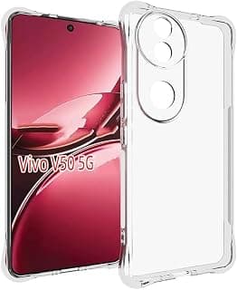 جراب موبايل شفاف من مادة TPU بزوايا سميكة مضادة للصدمات مناسب لهاتف VIVO V50 5G، غطاء ناعم مضاد للخدش وبصمات الأصابع