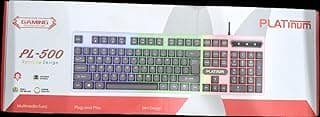 كيبورد, لوحه مفاتيح ألعاب احترافي بلاتينيوم PL-500 مضيء RGB – كيبورد جيمينج سلكي USB بتصميم نحيف وأزرار عربية/إنجليزية