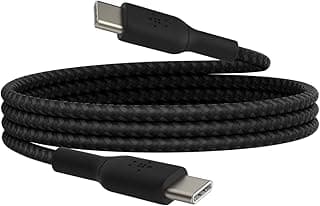 كابل USB-C إلى USB-C مجدول (كابل شحن سريع USB Type-C لسامسونج، Pixel، ابل iPad Pro والمزيد) - 1 متر، أسود