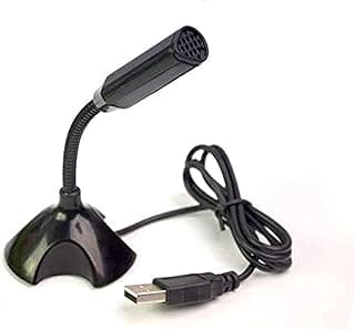 Mini Portable USB Studio Microphone with Stand for PC Laptop Black