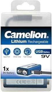 9V Rechargeable Lithium Battery USB-C – 5000mWh 9V Block Battery with Fast Charging & Smart Chip for Microphones, Smoke Detectors, Toys & Electronics