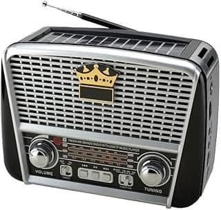 راديو محمول RX-BT455 لكبار السن بلوتوث شحن راديو AM, FM, SW3 موجات (فضي×أسود)