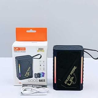 مكبر صوت بلوتوث محمول مع بطارية 4000mAh، صوت جهوري فائق، اضواء RGB، راديو اف ام، دعم USB وتي اف | LP-V101 (اسود)