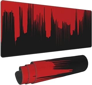 قاعدة ماوس للألعاب سطح ناعم عالي السرعة قاعدة مطاطية مانعة للانزلاق باللون الأسود قاعدة ماوس بحواف مخيطة للمكتب مناسبة للوحة المفاتيح والماوس للعمل والألعاب، 70 × 30 سم، أسود وأحمر