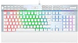 كيبورد جيمنج K550W Yama ميكانيكي RGB - مفاتيح بنفسجية مع مسند معصم مغناطيسي - أبيض