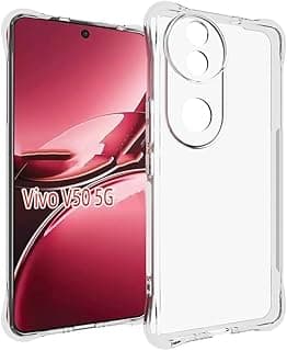 جراب متوافق مع Vivo V50 5G شفاف، حماية كاملة للأركان الأربعة من TPU مضاد للاصفرار