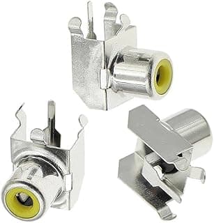 Socket RCA - Female Port Socket Jack Connector Repair PCB Mount Stereo Audio Video Jack Lotus Seat Panel Socket Hole Seat 2 pin Yellow RCA Chassis AV1-8.4-3B Right Angle