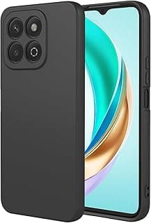 (Honor X6B) جراب خلفي من السيليكون السائل المقاوم للصدمات مع بطانة داخلية مخملية وحماية كاملة للكاميرا متوافق مع هواوي Honor X6b (أسود)