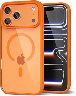 Magnetic Clear Case Compatible with MagSafe for iPhone 17 Pro Max, Stylish Slim Thin Clear Anti-Yellow Acrylic Hybrid Hard Plastic Silicone Case Stylish Cover for Women Men (Orange)