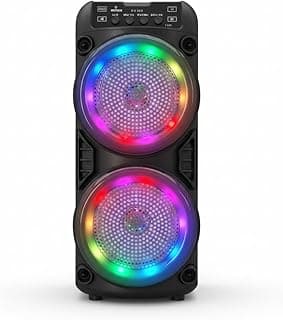 سماعة محمولة GT-323 مع إضاءة RGB، صوت ثنائي القناة، بلوتوث، USB، AUX ودعم كارت TF، تصميم متين للتجمعات الداخلية والخارجية، أسود