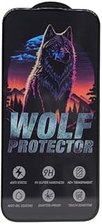 سكرين بروتكتور زجاج مقوى بتصميم Wolf Protector لهاتف ابل ايفون 17 AIR - شفاف وأسود
