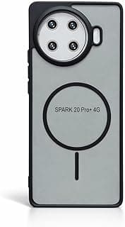 جراب مغناطيسي لهاتف TECNO Spark 20 pro plus، متوافق مع MagSafe، جراب سيليكون سائل مطفي شفاف ومقاوم للصدمات (أسود)