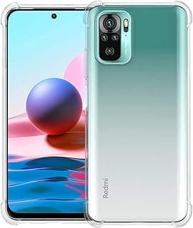 جراب شفاف متوافق مع Redmi Note 10 (4G) / Redmi Note 10S، جراب شفاف بحماية كاملة للأركان الأربعة من مادة TPU مضاد للاصفرار - شفاف