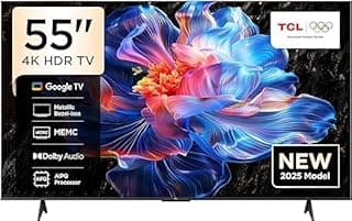 تلفزيون ذكي 55 بوصة ليد 4K UHD HDR من تي سي ال| تلفزيون جوجل، 60 هرتز، HDR 10، معالج ايه اي بي كيو، صوت دولبي، ام اي ام سي، HDMI 2.1، بلوتوث 5.2، واي فاي 5، تصميم بدون حواف (55P6K - موديل 2025)