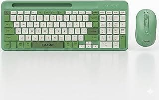 Founder KN500 Wireless Keyboard and Mouse Combo – 2.4GHz Scissor Switch Keyboard with Tablet Stand, 1600 DPI Wireless Mouse, Plug & Play for Windows & Mac (Green)