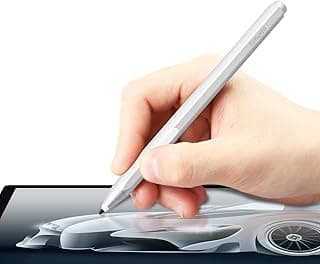 قلم لـ Surface - قلم تاتش لمايكروسوفت Surface Pro 9/8/X/7/6/5/4/3/Go/Book/Laptop/Studio - يدعم خاصية رفض راحة اليد، متوافق مع ويندوز، اتش بي، اسوس - فضي