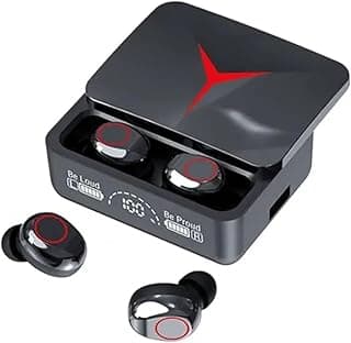 سماعات رأس بلوتوث M90 Pro لاسلكية داخل الأذن بخاصية إلغاء الضوضاء، سماعة رأس لاسلكية مع مايكروفون وتحكم باللمس، متوافقة مع آيفون وأندرويد مع علبة شحن بشاحن باور بانك (M90 Pro)