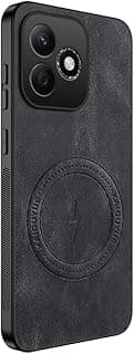 Compatible with Honor 600 Lite – PU Leather Phone Case Cover, Shockproof with Magnetic Ring for Accessories, Wireless Charging Compatible (if supported), Anti-Scratch TPU Bumper (Black)