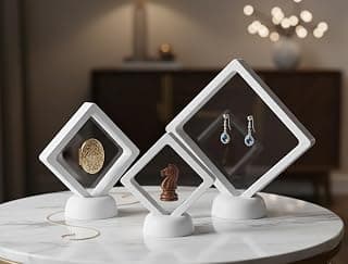3D Jewelry Frame - Clear Jewelry Display - Travel Jewelry Storage Box - Jewelry Collection Box for Necklace Earrings Medal Coin Display Small Size (10 * 7) (Gray)