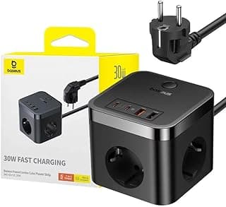 شاحن من باسيس بمنفذ USB متوافق مع سامسونج جالاكسي و آيفون و هواوي بـ 7 منافذ بقوة 30.0 واط مع شحن سريع و تصميم مدمج