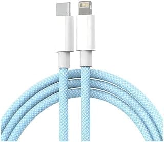 كابل L'AVVENTO من USB-C إلى Lightning، تصميم منسوج مع هيكل ABS، شحن سريع 9 فولت 3 أمبير، نقل بيانات 480Mbps، طول 1.2 متر، أزرق