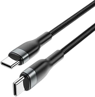 Wi-C017 Concise 100W Type-C To Type-C Charging Cable, 48 braided cable, aluminum alloy +TPE, E-Marker chip, Over-voltage & temperature protection 1.2M - Black