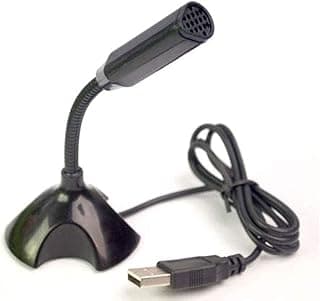 ميكروفون لاسلكي صغير محمول USB ستوديو مع حامل للكمبيوتر واللابتوب - لون اسود، هايبر كارديويد