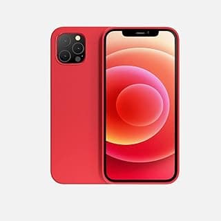 جراب سيليكون فاخر من ابل لهاتف iPhone، جراب هاتف فخم، غطاء أنيق، أناقة وحماية مريحة وخالدة (iPhone 12/12 Pro، أحمر)