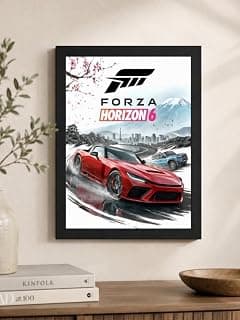 Modern Matte Black Wooden Wall Poster, Size 21 × 29.7 cm, with Premium Glass for Room and Office Decor - [Forza Horizon 6] by Celicia