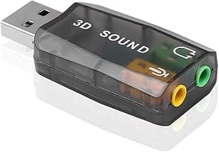 محول كرت صوت خارجي USB، صوت محيطي 3D افتراضي 5.1، USB 2.0، منفذ مزدوج 3.5mm، يعمل مباشرة
