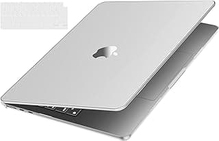 جراب متوافق مع ابل MacBook Air 13 بوصة إصدار 2022-2026 M5 M4 M3 M2، جراب صلب رفيع جداً مع كيبورد سكين، شفاف مثلج