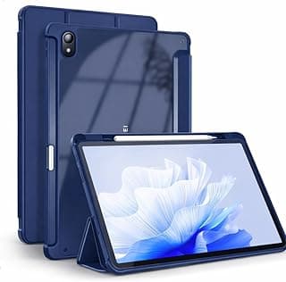 Case Compatible with Huawei Matepad 11 SE with Pencil Holder, Trifold Smart Cover with Soft TPU Front Cover and Transparent Acrylic Anti Yellowing Back Cover, Dark Blue