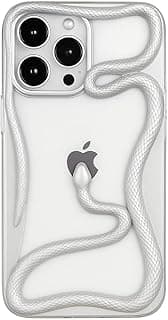 جراب هاتف بتصميم ثعبان عصري مقاوم للصدمات متوافق مع iPhone 15 Pro Max - فضي