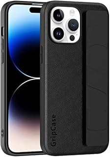 جراب جلد من نوباتيا لايفون 15 Pro Max مقاس 6.7 بوصة من الجلد الصناعي الفاخر مع حزام للمعصم، حماية كاملة ومضاد للانزلاق (اسود)