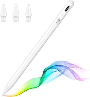 قلم تاتش ESR لجهاز ايباد مع حساسية ميل، قلم ايباد لـ Apple iPad 9/8/7/6، iPad Pro 11، iPad Pro 12.9، iPad Mini 6/5، و iPad Air 5/4/3، خاصية رفض راحة اليد، تثبيت مغناطيسي، أبيض