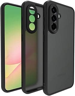 جراب مطفي لسامسونج Galaxy M55، لا يصفر، حماية عسكرية، جراب مضاد للصدمات والخدوش مع حماية للكاميرا لسامسونج Galaxy M55 5G (إطار أسود)
