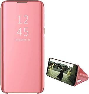 جراب فليب Clear View لهاتف شاومي Poco F4، بدون مستشعر، غطاء مرآة للوقوف بحماية كاملة متوافق مع شاومي Poco F4 (6.67 بوصة) (وردي)