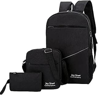 Business Laptop Backpack Unisex Travel Rucksack School Bag 3 Pieces Smart Backbag - Black