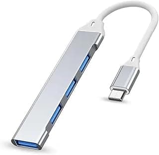 موسع USB، موزعات مقسم محول 4 منافذ نوع C إلى 3.0، موزع دونجل رفيع للغاية متوافق مع ويندوز، ماك بوك برو/اير، كروم سبيس، لون فضي، من هيرفير