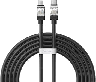 كابل شحن عصري 100 وات بتقنية سريعة PD3.1 QC4.0 فائق السرعة USB نوع C إلى من باسيوس للتابلت وموبايل هواوي ميت برو وشاومي 14 الترا 13 وأوبو واسوس وروج وريلمي وهونر وون بلس 2 متر أسود