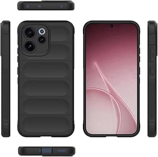 جراب حماية متوافق مع OPPO Reno 15F / Oppo Reno15 F - جراب Magic Shield مقاوم للصدمات، غطاء خلفي TPU أسود مع بطانة داخلية ناعمة، مانع للانزلاق، وملمس مطفي لحماية كاملة للحواف