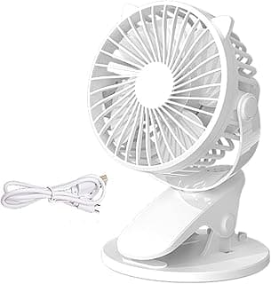 Mini USB Desk Fan, Portable Personal Fan with 2-Speed Control, Adjustable Head, White