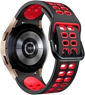 حزام بديل سيليكون بلونين من Dado متوافق مع ساعة سامسونج Galaxy Watch 6 Classic مقاس 47/43mm | 5 Pro مقاس 45mm | 4 Classic مقاس 46/42mm | Watch 6/5/4 مقاس 44/40mm، حزام منحني بدون فجوات