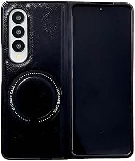 جراب جلد أنيق متوافق مع سامسونج Galaxy Z Fold6، جراب ناعم يوفر حماية شاملة، ناعم، خفيف، متين، مقاوم للصدمات والخدوش (أسود)