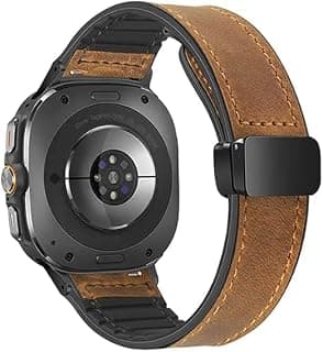 سوار ساعة جلد مغناطيسي متوافق مع سامسونج Galaxy Watch 7 Ultra / 8 Ultra 47mm، سوار بديل كلاسيكي للرجال والنساء