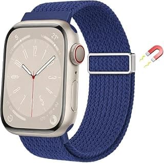 سوار رياضي Solo Loop متوافق مع ساعة ابل 42mm 44mm 45mm 46mm 49mm للرجال والنساء، حزام قماشي مغناطيسي مرن لساعة iWatch Series 10 9 8 7 6 5 4 3 Ultra 2 1 SE